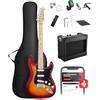 DONNER DST-80 E-Guitar Set Completo per Principianti da 39" con Amplificatore, Pickup SSS Classico, Include Gig Bag, Accordatore, Capotasto, Cinghia, Plettri e Lezioni Online Gratuite