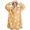 Queenshin Felpa Coperta Indossabile con Cappuccio Donna e Uomo Oca Gialla, Oversize Coperta Plaid con Maniche Poncho in Pile Sherpa Morbida e Calda