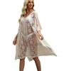 Hykiee Copricostume Donna Mare, Sexy ed Elegante Kimono Donna, Plus Size Allentato Copri Costume V-Collo Maglia Uncinetto Boho Pareo (IT, Numero, 10, 32, Regular, Regular, Beige)