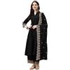 Pratham Blue Anarkali Kurta da donna Chanderi in seta ricamata con palazzi e Dupatta, nero, S