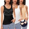 ANYFITTING Canotta da Donna con Reggiseno Incorporato Top di Base Reggiseno Ideale per Sport Leggeri e Yoga Canotta da Donna Senza Maniche Girocollo Canotta Imbottita Estiva S-3XL