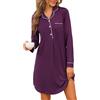 Jahetuul Camicia da Notte Donna Manica Lunga Cotone
