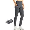 Libin Leggings Termici da Donna Inverno Con Fodera in Pile Resistente all'Acqua, Pantaloni Caldi Vita Alta da Trekking Con Tasche, Grigio Scuro, XS