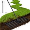 Worshow Rastrello di livellamento per prato, in acciaio inox, con manico regolabile fino a 200 cm, rastrello per sabbia, per giardino, campo da golf