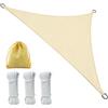 Bqkroa Tenda parasole triangolare, 3 x 3 m, impermeabile, protezione UV, materiale robusto, 3 x 3 m, protezione solare da giardino, per balcone, terrazza, giardino, uso esterno (beige)