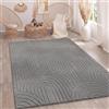 Paco Home Tappeto Soggiorno Camera da letto a pelo alto Morbido Uni 3D Look Facile da curare Design moderno Grigio, Dimensione:200x280 cm