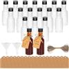 AILUYA 18 mini bottiglie di plastica per liquori, 50 ml, piccole bottiglie da riempire con 2 mini imbuti, 18 etichette in carta kraft e 5 m di corda di canapa, piccole bottiglie per liquori per matrimoni