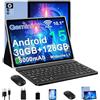 ZIOVO Android 15 Tablet 10 Pollici,Gemini AI,30GB RAM+128GB ROM(TF 1TB) Tablets,5G WiFi Tablets,Octa-Core 2.0 GHz/Widevine L1/8000 mAh/Bluetooth 5.0/GPS/Face ID/2 in 1 Tablet con Tastiera e Mouse-Blu