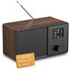 PAZEAU Radio Internet WLAN con DAB+ & FM, radio Bluetooth 5.3, lettore podcast, USB e AUX, oltre 30.000 stazioni radio, EQ e display a colori, telecomando - Smart Radio per soggiorno e giardino (noce nera)