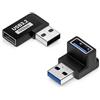ERBO 2 connettori USB ad angolo retto a 90 gradi, adattatore angolare USB 3.2 maschio a femmina, angolo laterale e ad angolo retto, 10 Gbps, 5 V/3 A, ricarica rapida e trasferimento dati