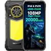 Blackview ROCK 5 AI Smartphone Rugged, Batteria 20000mAh, 108MP+50MP+20MP Visione Notturna, 6,78 2.4K 700 nit, 48GB+256GB, Torcia 348LM, IP68 Android 16 Celluare Indistruttibile, NFC GPS Nero