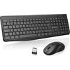 KOORUI Combinazione di tastiera e mouse wireless, 12 tasti multimediali e scorciatoie, layout UK, tastiera e mouse, set per Windows, MacOS, Linux, nero (batteria non inclusa)