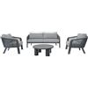 Moia Greenwood Set Salottino SANTA CRUZ in Alluminio Antracite e Corda Grigia - 2 Poltrone, Divano 3 Posti e Tavolino