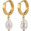 GD GOOD.designs Orecchini di perle Argento appesi con vere perle d'acqua dolce - Impermeabili - Creole da donna in argento I Orecchini creoli Ciondolo di perle