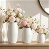hjn Set di 3 vasi da fiori in ceramica per la decorazione della casa, moderno vaso bianco per centrotavola, ideale per mensole, tavoli, soggiorno, decorazione per la casa, bianco