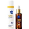 NIVEA Q10 Expert Skincare Kit Anti-Rughe, Set skincare completo con Siero Viso Doppia Azione 30 ml e Fluido UV Quotidiano Crema Viso SPF 50 40 ml per una pelle protetta e dall'aspetto più giovane