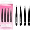 Brushworks HD Set di 4 Pinzette, Nero