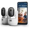 Arlo Essential 3 Indoor 360º HD Pan-Tilt-Zoom, Telecamera per Cani/Bambini, Sirena Allarme, Sensore Di Movimento, Visione Notturna, Prova Inclusa Secure, con copriobiettivo automatico, 2 Telecamere