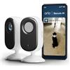 Arlo Essential 3 Indoor Telecamera per Cani/Bambini HD, Sirena Allarme Casa, Sensore Di Movimento, Visione Notturna, Prova Inclusa Secure, con copriobiettivo automatico, 2 Telecamere, Bianche