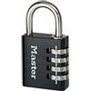 Master Lock 7640EURDBLKCC Lucchetto con Combinazione in alluminio, Nero, 4 x 7.8 x 1.5 cm