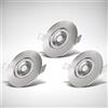 B.K.Licht Faretti LED da incasso dimmerabili ultrapiatti per bagno, LED integrati 4,9W, foro Ø68mm, luce calda 3000K, 480Lm, set da 3, rotondi, plastica color nichel opaco 230V IP44