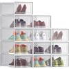 SONGMICS Scatole per Scarpe, Contenitori per Scarpe, Organizzatori Portascarpe Pieghevoli e Impilabili, Fino alla Taglia 43, Set di 12, Trasparente e Bianco Nuvola LSP066W12