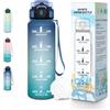 Baramumu Borraccia, 500ML Senza BPA, Borraccia Sport, Design della serratura a prova di perdite, Bottiglia Motivazionale, Con marca temporale, Bottiglia Acqua per Scuola, Yoga - Blu cielo&verde