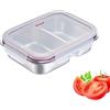 Westmark Lunch Box in acciaio inossidabile - Lunch Box a prova di perdite - Adatto a microonde e forno, senza BPA - Bento Box per scuola, lavoro e asilo nido - Argento, Diviso 450 + 280 ml