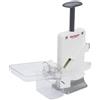 Westmark Doppio denocciolatore per ciliegie e prugne, Denocciolatore combinato, Extra veloce: 2 ciliegie alla volta, Altezza: 32,5 cm, Plastica/Alluminio, Steinomat, Bianco/Argento, 40602260