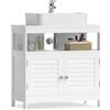 VASAGLE Mobile Sottolavabo per Bagno, Mobiletto da Bagno, 2 Ante a Persiana, Capiente, Design Moderno, 30 x 60 x 60 cm, Bianco BBC02WT