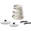 GUZZINI ChefLine MARBLE MADE IN ITALY - SET 9 pezzi: 3 PADELLE (CM 20, 24 e 28), CASSERUOLA (20 cm), WOK (24 cm), 2 COPERCHI e 2 MANICI removibili