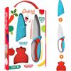Chefclub Kids - Set Coltello da Cucina per Bambini - Lama in Acciaio Inossidabile - Proteggi-Dita e Coprilama - Utensile Sicuro ed Ergonomico - Blu e Rosso - Dai 7 Anni in Su