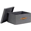 LOVE !T STORE !T LOVE IT STORE IT Premium Scatola Con Coperchio Elegante in Lino - Rinforzi in Legno - Contenitore Pieghevole - Per Armadio e Casa - Grigio - 43x33x21 cm