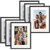 SONGMICS Cornici Foto 30 x 40 cm, Portafoto da Parete, in Pannello MDF, con Chiodi senza Traccia, Set di 6, Nero RPF057BZ01-2J