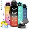 Grsta Borraccia 1 litro, con Cannuccia, Senza Perdite, Borraccia Motivazionale, Facile da Pulire, Con Slogan Motivazionale, per Fitness, Yoga, Campeggio, Escursioni