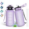 Grsta Borraccia per bambini 500 ml, con cannuccia, facile da pulire, a prova di perdite, per scuola, viaggi, campeggio, corsa, colore viola