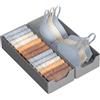SONGMICS Organizer Cassetti Pieghevole, Divisori per Armadio Interno, Set di 2, 19 x 50 x 10 cm, Organizer Biancheria Intima Salvaspazio, Grigio Tortora, Collezione Tina RUS016GD01