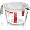 Arendo - Misurino in vetro 1 l - 1000 ml - misurino vetro borosilicato - vetro resistente al calore - adatto al microonde - scala precisa