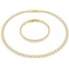 Swarovski Una Angelic Set Collana e Bracciale Tennis, con Pavé di Cristalli Bianchi, Taglio Round, Chiusura a Scomparsa con Extender, Placcatura in Tonalità Oro, 38-40 cm, 16,5-19 cm, 0,6 cm