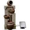 Teamson Home Funzione d'acqua a energia solare di Teamson, fontana per acqua da giardino interno o esterno, pentola a 4 livelli, cascata con pompa solare e luci a LED