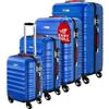 Monzana® Set di Valigie 4pz ABS Rigide Trolley Bagaglio Viaggio Lucchetto Rotelle Blu Azzurro