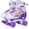 LOKJIJI Pattini a rotelle per bambini ragazze ragazzi principianti, 4 misure regolabili per bambina e bambino con ruote luminose, pattini a rotelle Viola Arcobaleno per lo sport (Grande_36-40 EU)