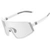 ROCKBROS Occhiali da Ciclismo Fotocromatica Antiappannamento Uomo Donna, Occhiali da Sole Sportivi Protezione UV400, Nasello Regolabile, Leggero, per Bici Guida Golf Sci Pesca Corsa, Bianco