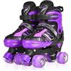 LOKJIJI Pattini a rotelle per bambini ragazze ragazzi principianti, 4 misure regolabili per bambina e bambino con ruote luminose, pattini a rotelle nero e viola per lo sport (Grande_36-40 EU)