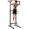 HOMCOM Power Tower Dip Station, Barra per Trazioni 171-219cm Nero Rosso