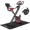 KM KM Fit KM Fit 2in1 Bicicletta con display LCD | Fitness Bike pieghevole | Home Trainer 16 livelli di resistenza | Sensori di pulsazioni manuali | incl. tappetino e supporto per cellulare