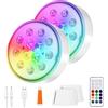 vsshe Luci Piscina, 2 Pezzi Ricaricabile LED Sommergibili Luci, IP68 Impermeabile Lucis Subacquee Con Telecomando, 16 Colori Luce LED Sommergibili Luce Piscina RGB, per La Cerimonia Nuziale/Piscinas