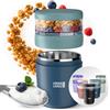 LEBENLANG Porta Yogurt Con Cucchiaio - 650ml & Parete interna isolante inox I Contenitori Per Yogurt Porta Pranzo Porta Yogurt Bambini Contenitore Yogurt Port a Yogurt E Cereali Cereal Cup
