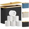 Lifewit Contenitore Carta Igienica, Cesto Porta Carta Igienica, Portarotoli Carta Igienica Scorta con Coperchio in Bambù, Organizer Bagno, Cestino Portaoggetti, Scatola, 23L, Nero