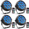 Rtktoup 4PCS Par LED RGB Ricaricabile Illuminazione Palco, 12 LED Batteria Luce di Scena con Telecomando Luce Palcoscenico per Party Bar Stage DJ Discoteca Matrimonio Halloween Natale